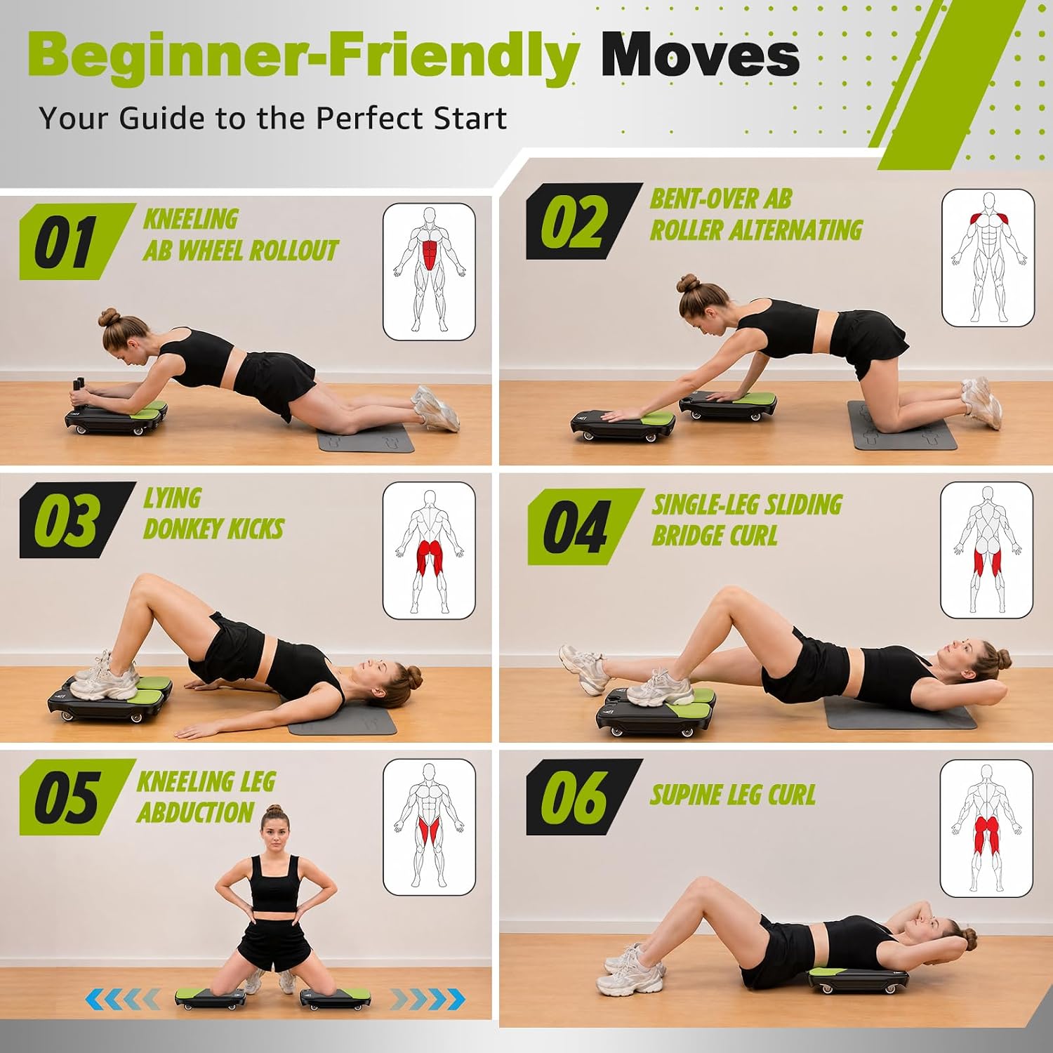 Alat Latihan Otot Perut dengan - Ab Roller Wheel With Elbow Support ulasan dan harga